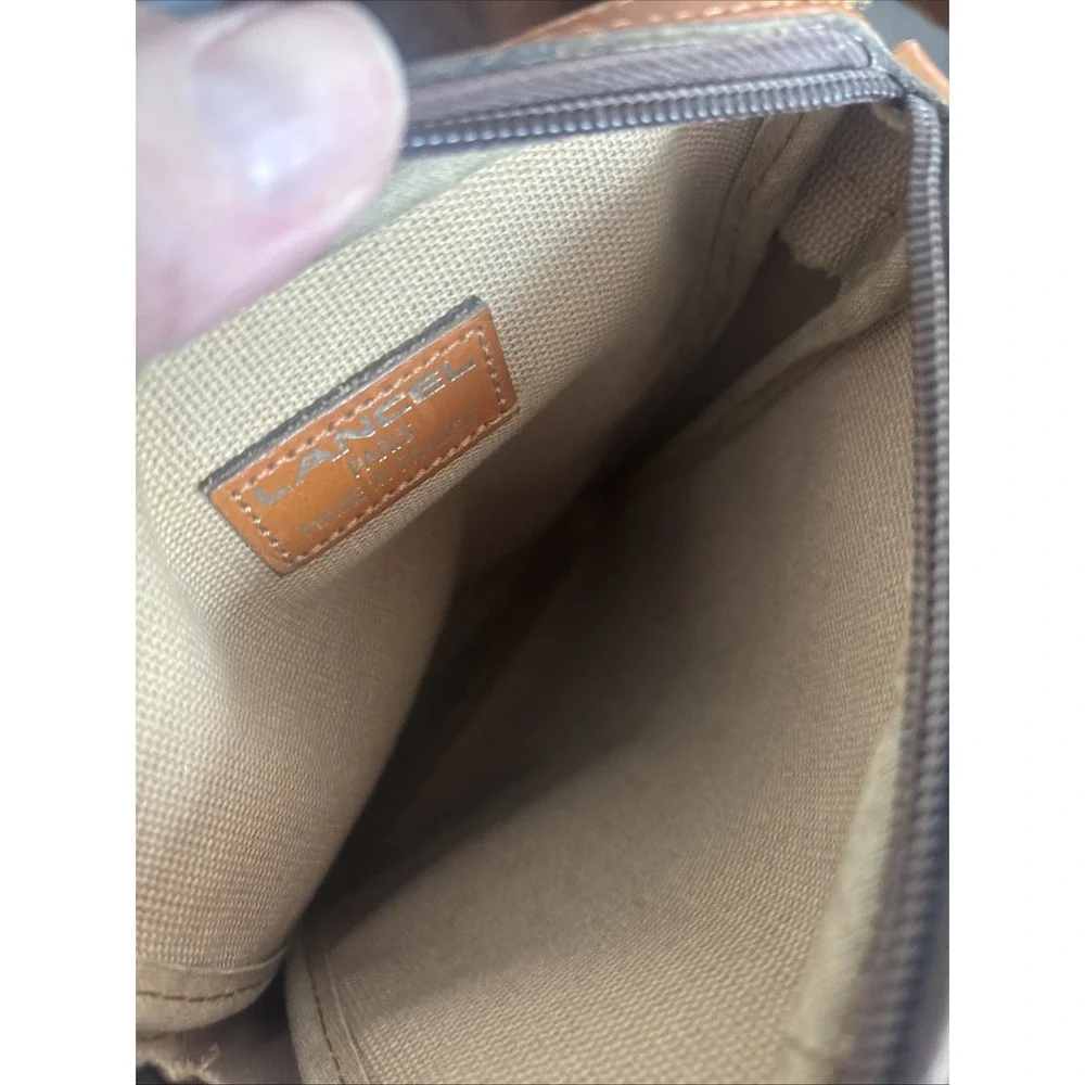 Lancel‎ Paris Unisex Tan Nylon Clutch Travel Bag Vintage Rare